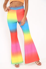 Multi Coloured Rainbow Flared Trousers - Chessa