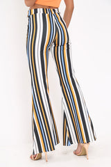 Black and Mustard Stripe Ribbed Flares - Chessa