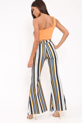Black and Mustard Stripe Ribbed Flares - Chessa