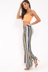Black and Mustard Stripe Ribbed Flares - Chessa
