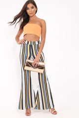 Black and Mustard Stripe Ribbed Flares - Chessa