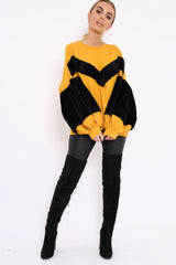 Mustard Chevron Fur Jumper - Lara
