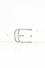 White Double Loop Silver Buckle Belt - China