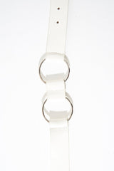 White Double Loop Silver Buckle Belt - China