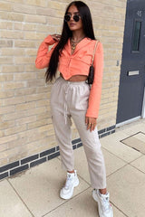 Orange Corset Detail Plunge Blouse - Poppy