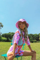 Pink Tie Dye Ribbed Cycling Shorts Co-ord - Haizlee