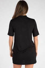 Black Live Fast Choker Neck T-shirt Dress - Chloe