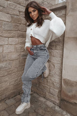 Light Blue Ankle Tie Straight Leg Jeans - Jasmine