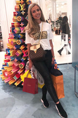 White Gold Glitter Slogan T-shirt - Amma