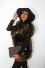 Brown and Black Faux Fur Gilet - Jordana
