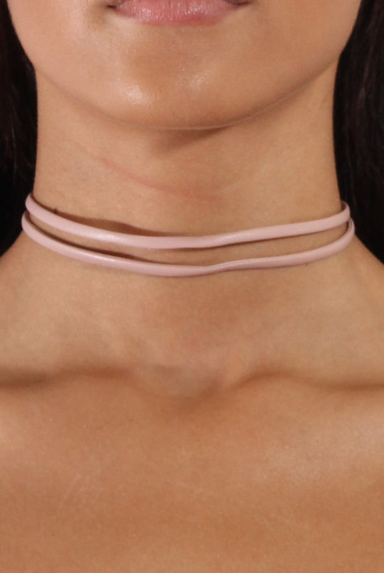 Pink PU Strappy Choker - Amira