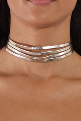 Gold Metallic Strappy Choker - Amalia