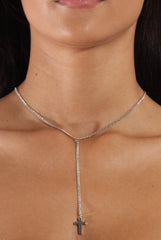 Silver Chain Cross Choker - Riona
