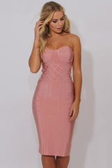 Pink Bandage Bandeau Midi Dress - Chrystelle