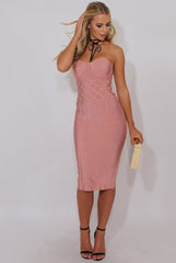 Pink Bandage Bandeau Midi Dress - Chrystelle