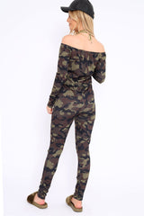 Khaki Camo Rip Knee Jumpsuit - Chyna