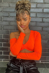 Neon Orange Asymmetric Crop Top - Nicki