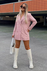 Pink Double Breasted Longline Blazer - Izelle