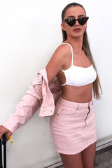 Light Pink Denim Skirt and Jacket Co-ord - Viola