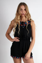 Cindy Black Floral Detail Platyuit