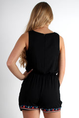 Cindy Black Floral Detail Platyuit