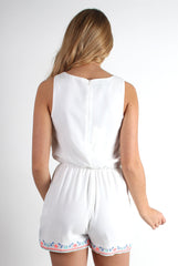 Cindy White Floral Detail Playsuit