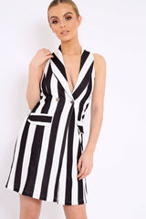 Black Stripe Sleeveless Dress - Cing