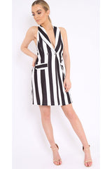 Black Stripe Sleeveless Dress - Cing