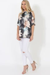 Pink Floral Cold Shoulder Shirt - Cira