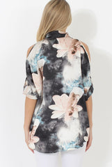 Pink Floral Cold Shoulder Shirt - Cira