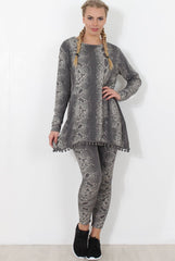 Grey Snakeskin Loungewear - Claudia