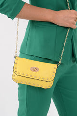 Yellow Studded Cross Body Bag - Clarie