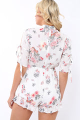 White floral cut out choker playsuit - Clarissa