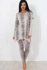 Pink Snakeskin Loungewear Set-Claudia