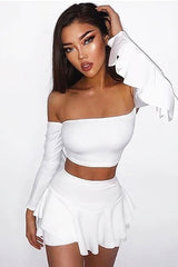 White Frill High Waisted Shorts - Claudelle