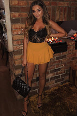 Mustard Frill High Waisted Shorts - Claudelle