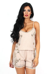 Claudia Nude Sequin Playsuit