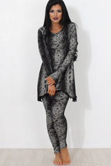 Black Snakeskin Loungewear Set-Claudia