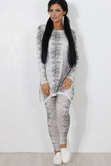 White Snakeskin Loungewear Set-Claudia