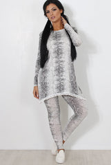 White Snakeskin Loungewear Set-Claudia
