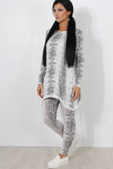 White Snakeskin Loungewear Set-Claudia