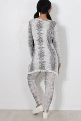 White Snakeskin Loungewear Set-Claudia