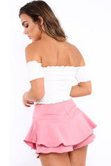 Pink Frill High Waisted Shorts - Claudelle