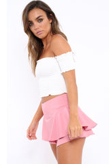 Pink Frill High Waisted Shorts - Claudelle