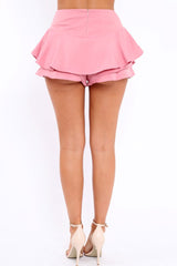 Pink Frill High Waisted Shorts - Claudelle