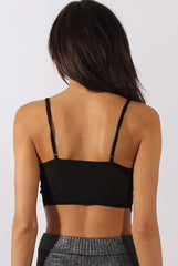Black Triangular Lace Trim Bralet - Cleo