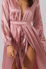 Pink Silk Overlay Bodysuit Maxi Dress - Rochelle