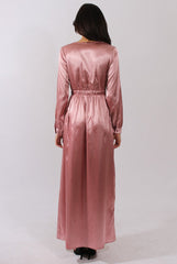 Pink Silk Overlay Bodysuit Maxi Dress - Rochelle