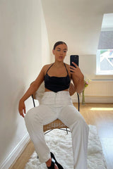 White Denim Extra Long Straight Leg Jeans - Blaise