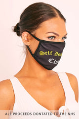 Self Isolation Club Slogan Face Mask - Nickie